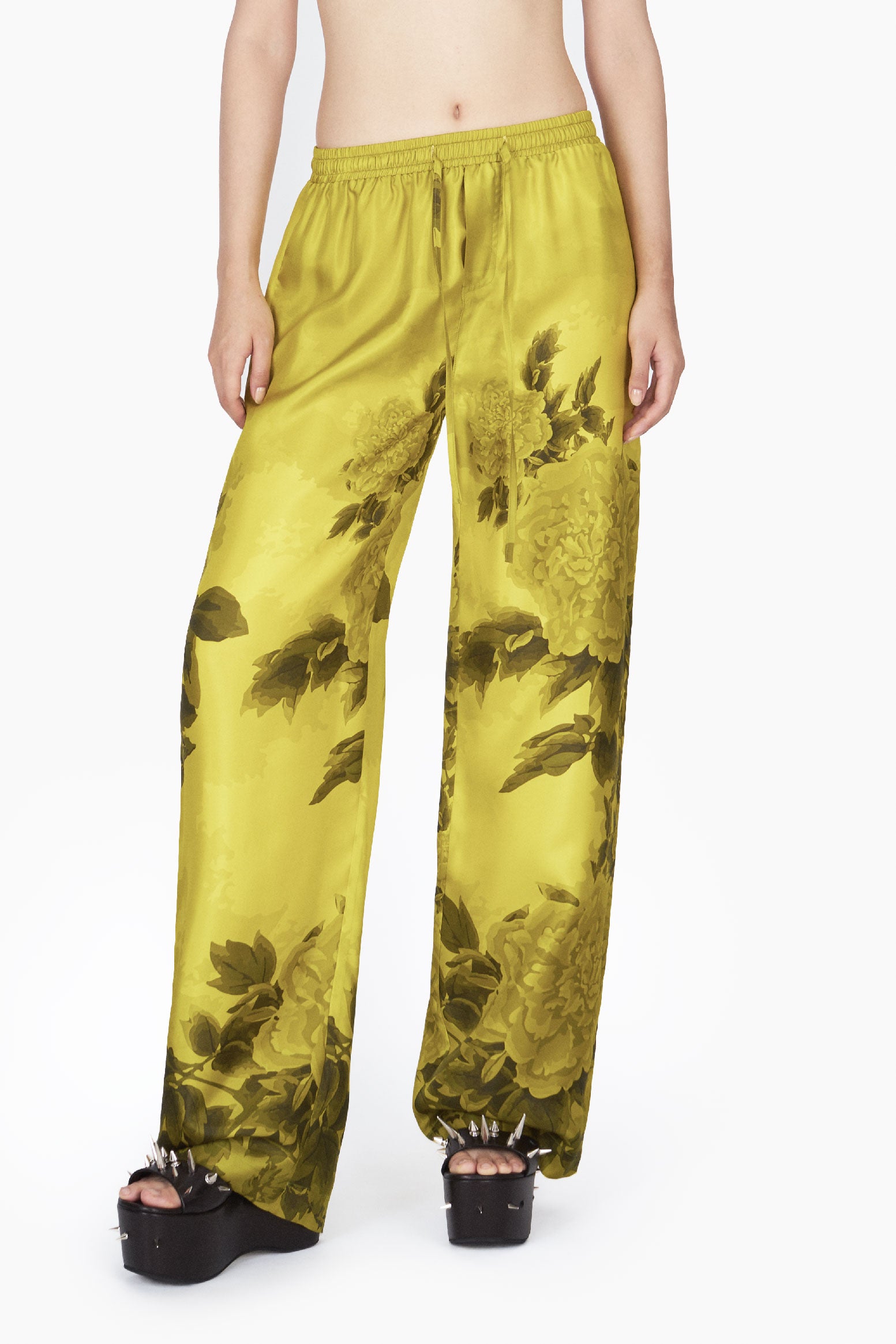 GOLDEN PEONIES SILK TRACKSUIT PANTS – ACT N°1